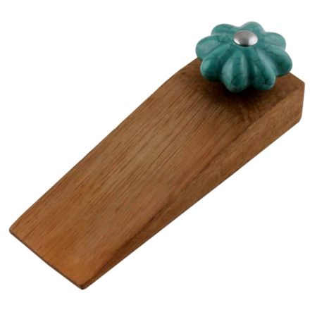 Sea Green Crackle Wooden Door Stopper